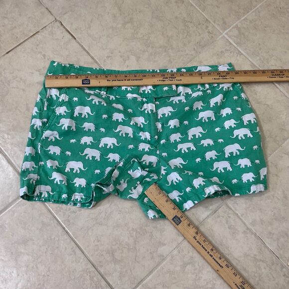 LOFT Riviera Shorts Women’s 16 Green novelty print Elephants Linen Blend - Picture 6 of 10